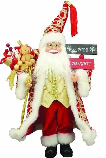[TP093] 48" Standing Santa - Red/Gold