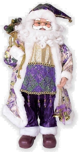 [TS1205PL-36] 36" Standing Santa - Green/Purple