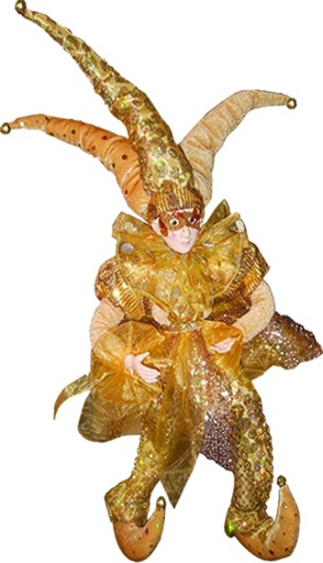 [TP007-28] 28" Hanging Jester - Gold