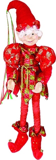 [TP011-32] 32" Hanging Elf - Red/Gold