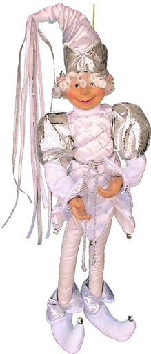 [TP012-32] 32" Hanging Elf - Silver/White