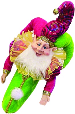 [TP018] 14" Elf in Shoe - Green/Purple