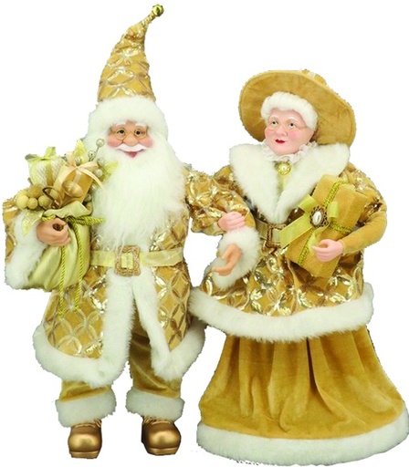 [TP081] 36" Mr. and Mrs. Santa - Gold