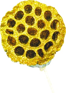 [GL001L-10-GD] 9cm w/ 10cm stem Glittered Lotus Pod - Gold