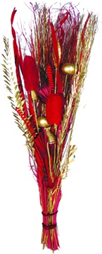 [GL124] Assorted Dry Flowers w/ Sticks Vase Filler - Gold/Red
