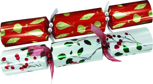 [SBC238] 30cm Luxury Crackers w/ Ornament & Vine Design - Red/White/Gold