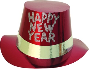 [Y85HNY-R] Printed Foil Top Hat - Red