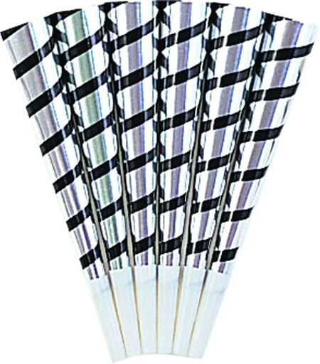 [Y1143] 25cm Foil Horn - Silver/Black
