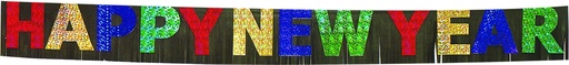 [Y1021-MC] 2.8m x 25cm Holographic Happy New Year Banner - Multicolour