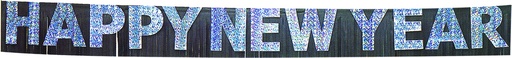 [Y1021-S] 2.8m x 25cm Holographic Happy New Year Banner - Silver