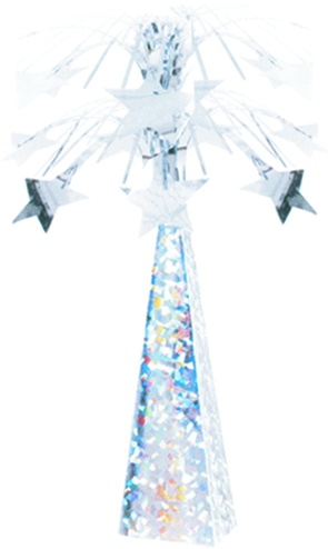 [Y1187-S] 43cm Cone w/ Stars Table Decoration - Silver