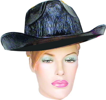 [HW039-BK] Shiny Fabric Cowboy Hat