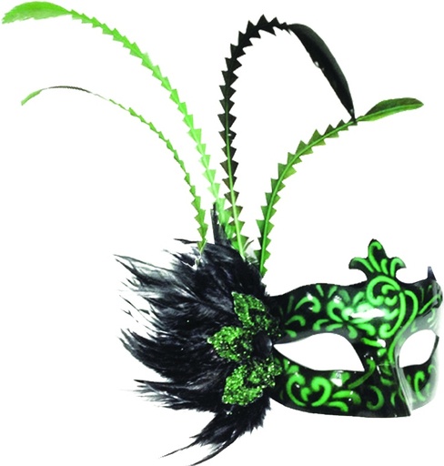 [CF003-G] Feather Mask - Green