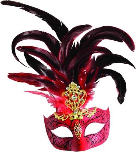 [CF004-R] Feather Mask - Red