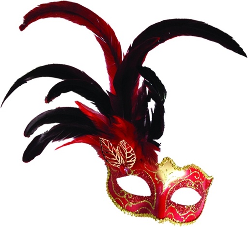 [CF008-R] Feather Mask - Red