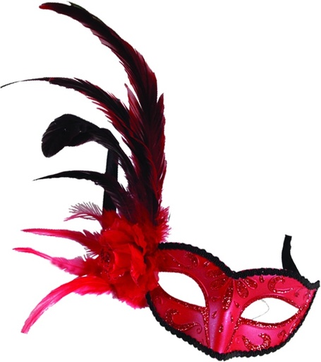 [CF009-R] Feather Mask - Red