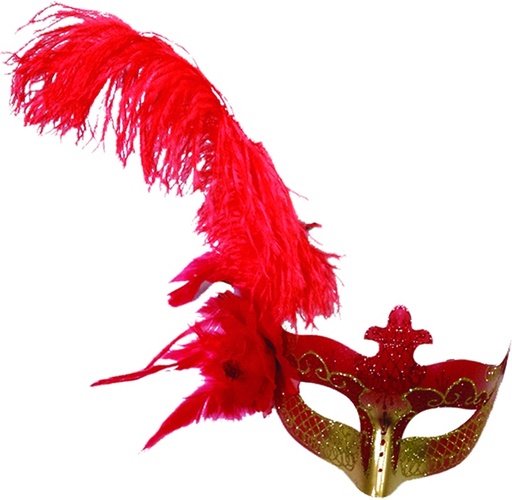 [CF012-GDR] Feather Mask - Red/Gold