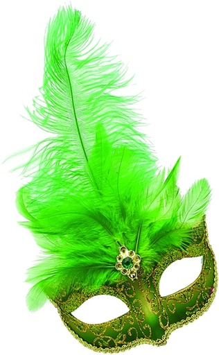 [CF018-G] Feather Mask - Green