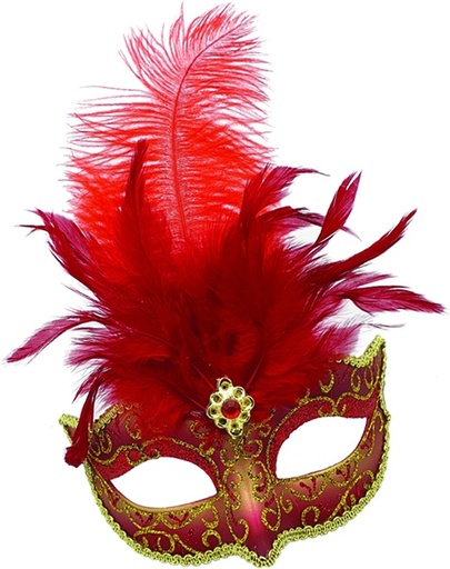 [CF018-R] Feather Mask - Red