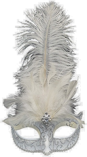 [CF018-S] Feather Mask - Silver