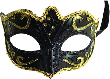 [CF010-BK] Glitter Mask - Black/Gold