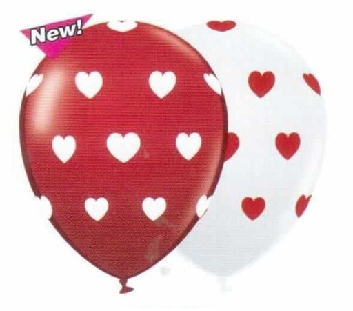 [BA011] 30cm Heart-printed Balloons - Red/White