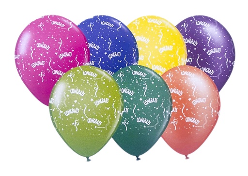 [BA013] 12" Balloons Printed "Congratulations" - Asst