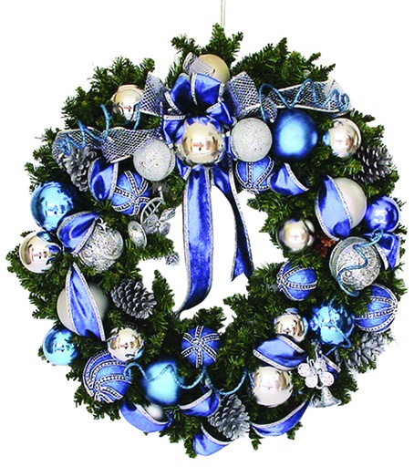 [YZ611Q302-30-SB] Decorated Wreath, 30"