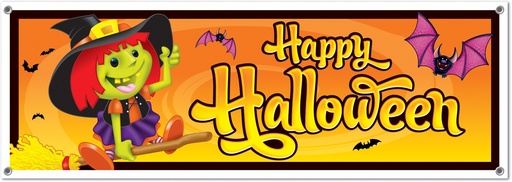 [00174] Happy Halloween Sign Banner, 1.5m