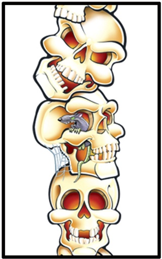 [01871] 2.1m Jointed Stack-O-Skulls - White/Orange