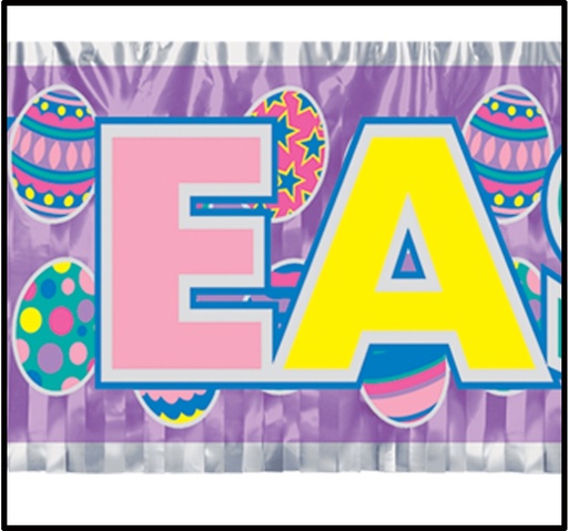 [40880] 1.5m x 20cm Metallic 'Happy Easter' Fringe Banner - Multicolour