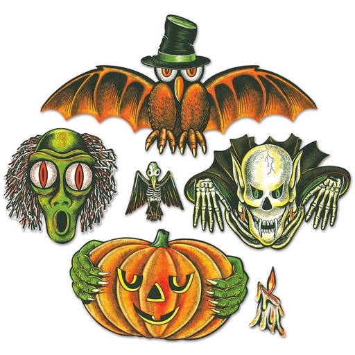 [00428] Vintage Halloween Totem Pole Cutouts, 70cm