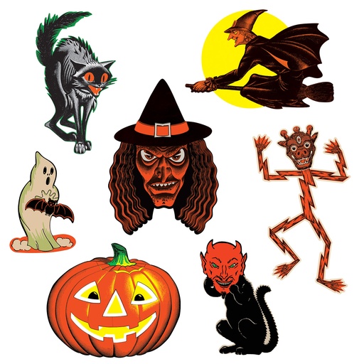 [00429] Vintage Halloween Classic Cutouts 9 1/2" x 16" (7/pkg)