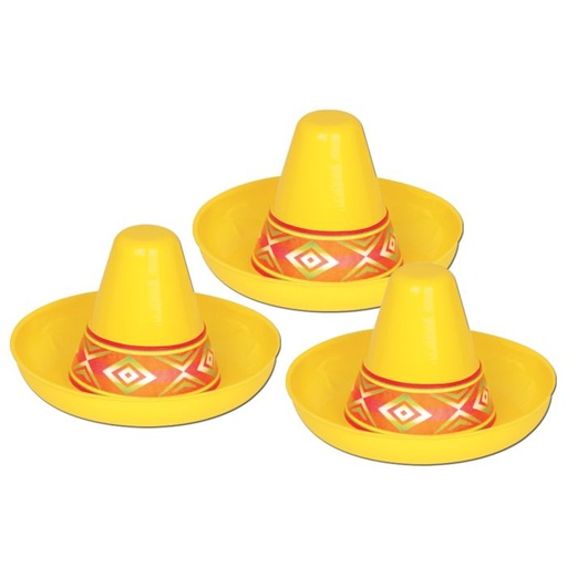 [50023] 11.5cm x 8.5cm Miniature Plastic Sombrero - Yellow/Red/White
