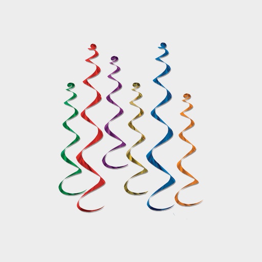 [50065-RWG] Twirly Whirlys - Red / White / Green, 10-60cm & 5cm-90cm, 6/pkg