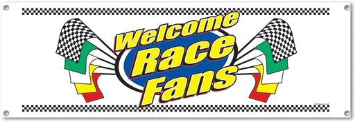 [50129] 1.6m x 53cm Welcome Race Car Fans Sign Banner - Multicolour
