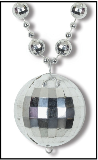 [50143] 90cm Disco Ball Beads w/ Disco Ball Medallion - Silver