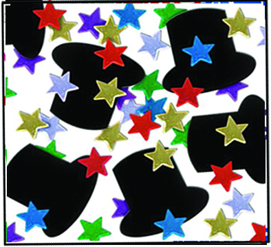 [50647-MC] 28g Fanci-Fetti Top Hats & Mini Stars - Multicolour