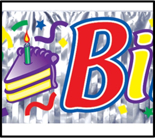 [50887] Metallic 'Happy Birthday' Fringe Banner, 1.5m