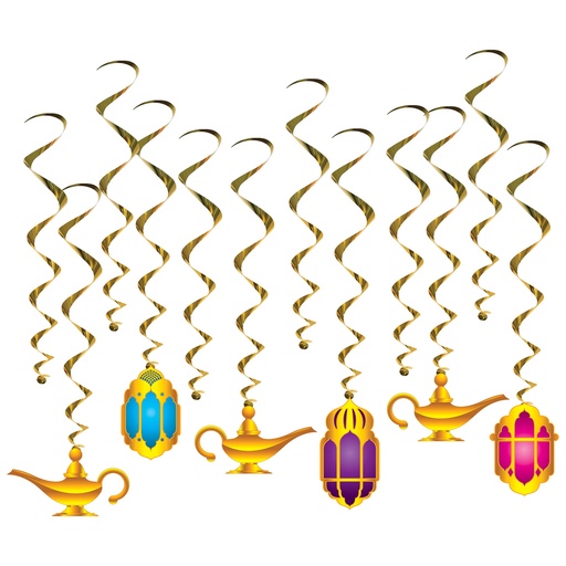[53569] Lantern & Lamp Whirls 17½"-32½", 6 whirls w/icons; 6 plain whirls