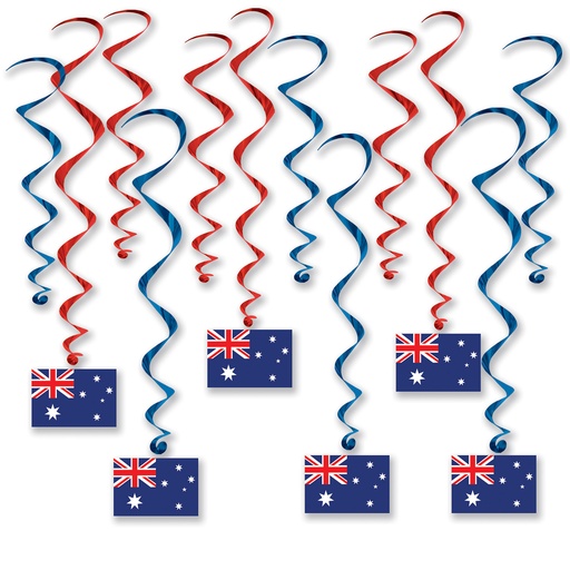 [53662] Australian Flag Whirls 15"-26", 6 whirls w/icons; 6 plain whirls