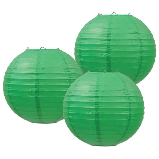 [54570-G] Paper Lanterns - Green, 24cm, 3/pkg