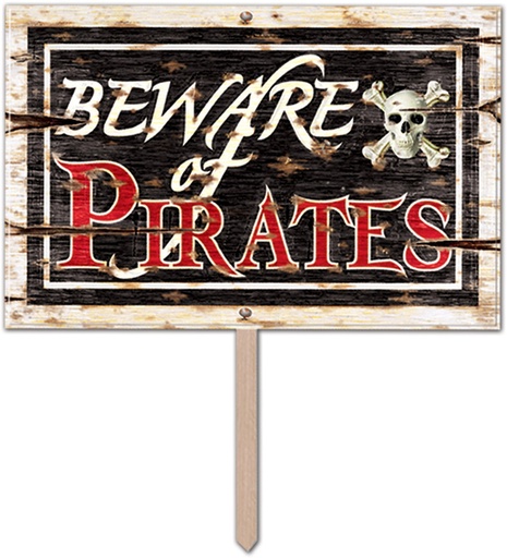 [55251] 3D Plastic 'Beware Of Pirates' Yard Sign, 45cm