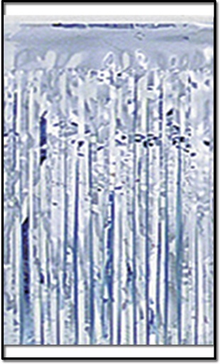 [55860-S] 3m x 38cm Metallic Fringe Drape - Silver