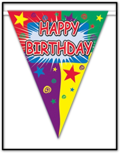 [57718] Happy Birthday Pennant Banner, 3.6m