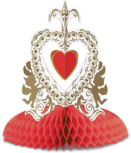 [70019] 29cm Vintage Valentine Cupid's Heart Centrepiece