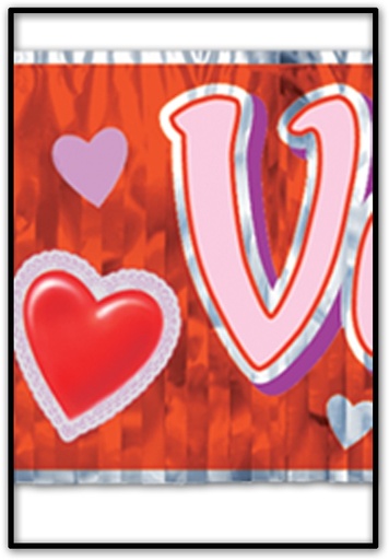 [70880] 1.5m x 20cm Happy Valentine's Day Fringe Banner