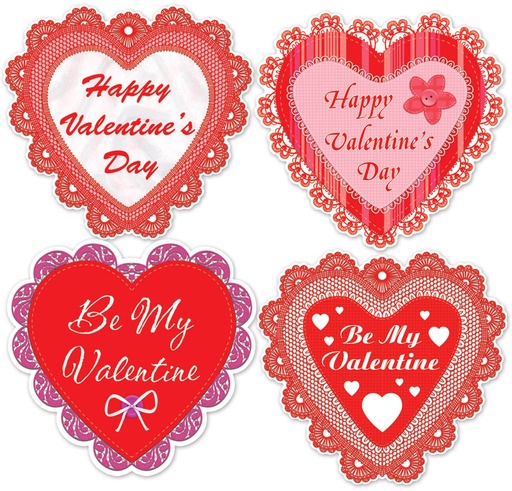 [77756] 35cm Happy Valentine's Day Lace Heart Cutouts