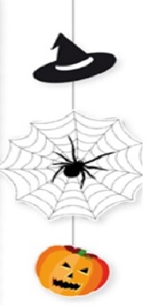 [FD78870] 65cm Witch Hat, Spider Web and Pumpkin Whirl