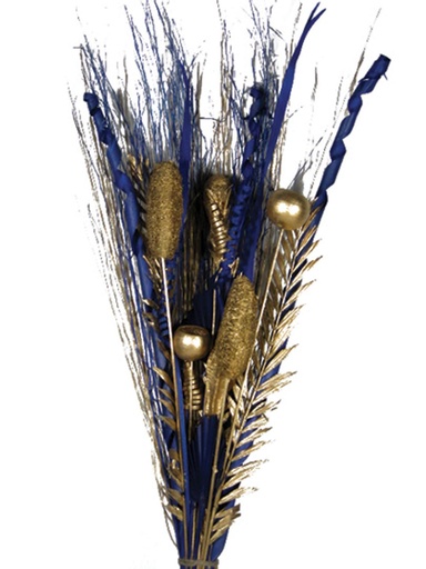 [GL126] Vase Filler with Assorted Dry Flowers and Stems - Gold/Blue